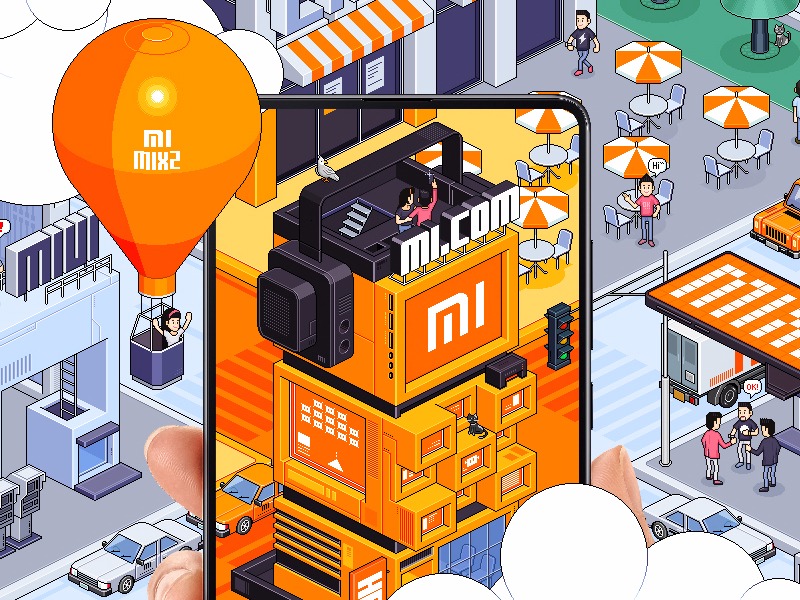 小米MIX2像素画海报设计－《MI Pixel City》