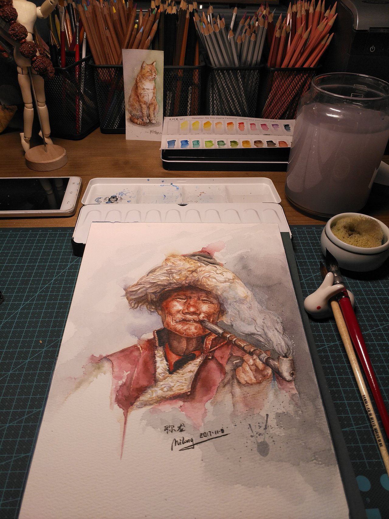 水彩藏民（图ZOTY3NDUyMDA=） - 绘画 - 站酷设计师弥龙水彩原创素材 - 站酷ZCOOL