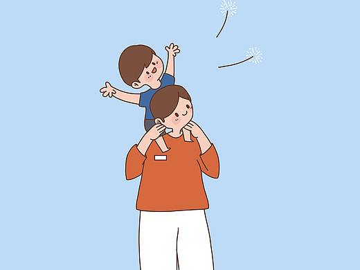 幸福一家人插画设计