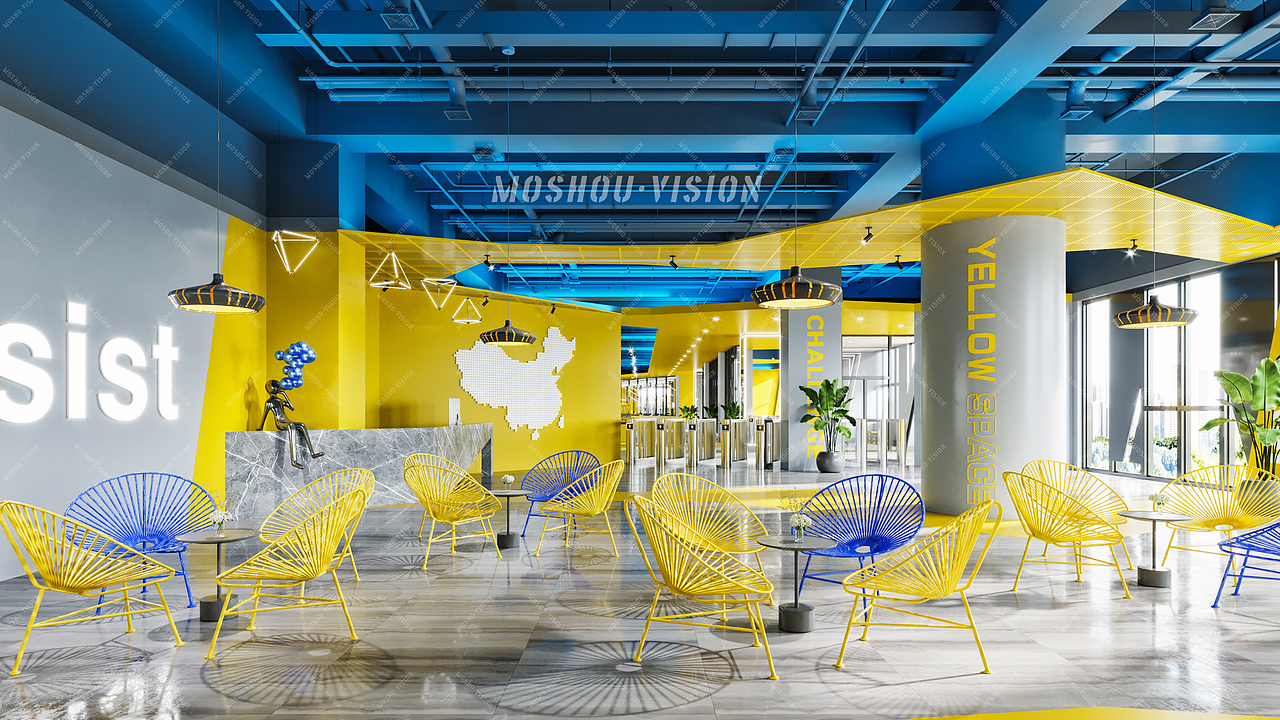 黄蓝风格健身会所