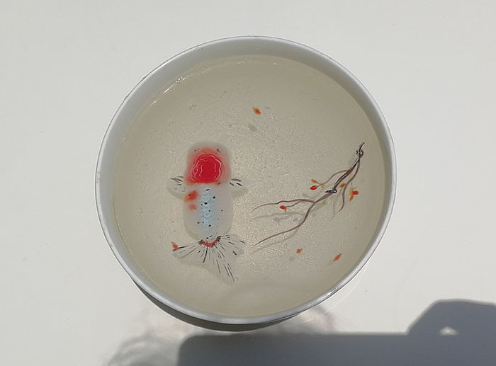 <五花肥肉>树脂画兰寿金鱼