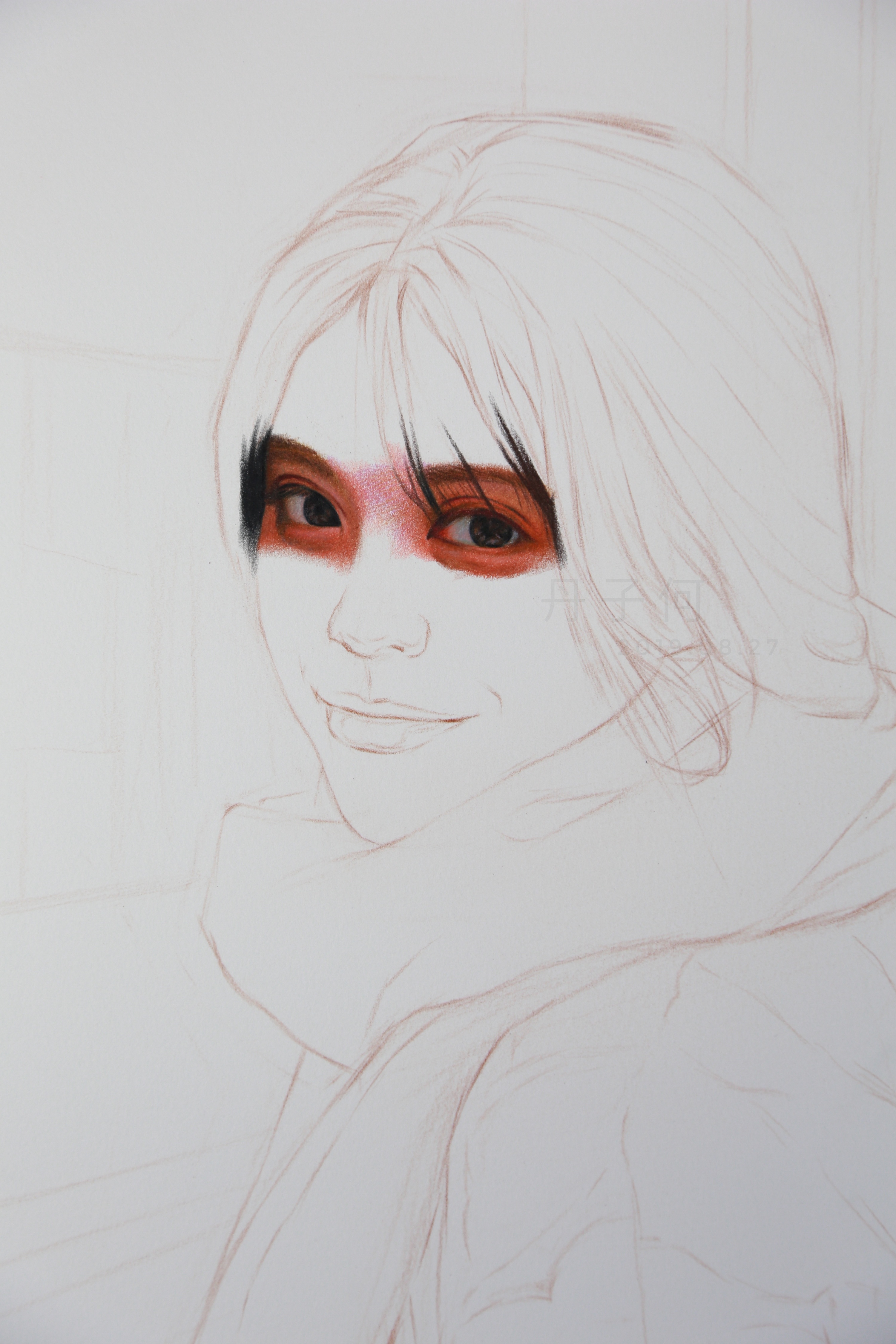 彩铅人物-《回眸》(内附视频)|纯艺术|绘画|丹子何 - 原创作品 - 站酷