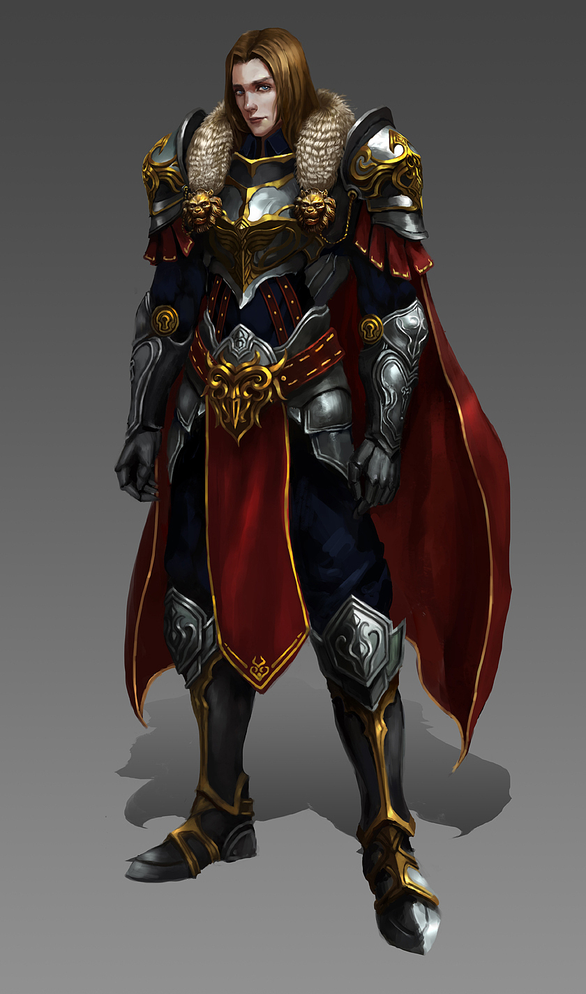 骑士设计,用金,银,厚重的斗篷提升身份,是一个眉清目秀又身份高贵的