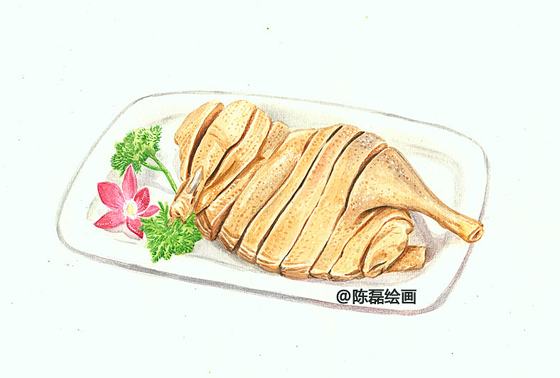 鸭子菜肴插画