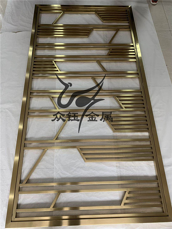 众钰专业厂家定做新中式无缝焊接拉丝钛金不锈钢屏风