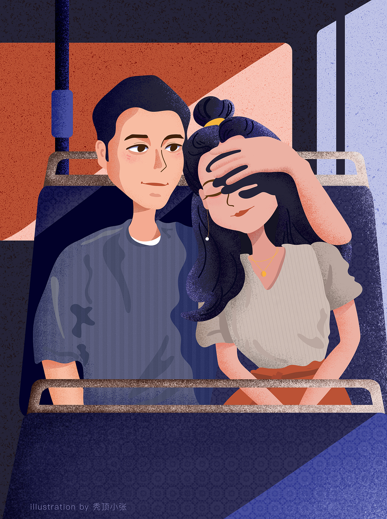 小情侣插画系列（图ZMTk5OTI2NDE2） - 创作习作 - 站酷设计师秃顶小张原创素材 - 站酷ZCOOL