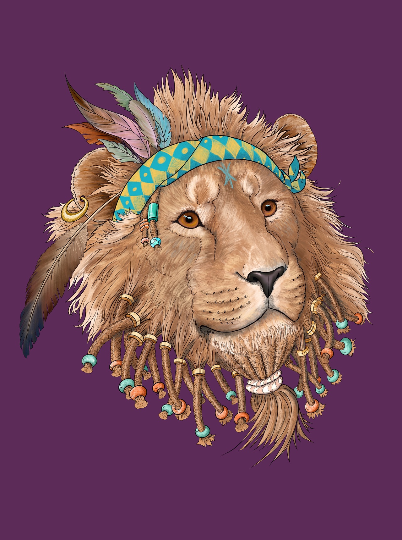 印第安风情的狮子君|插画|概念设定|四方不二 - 原创作品 - 站酷