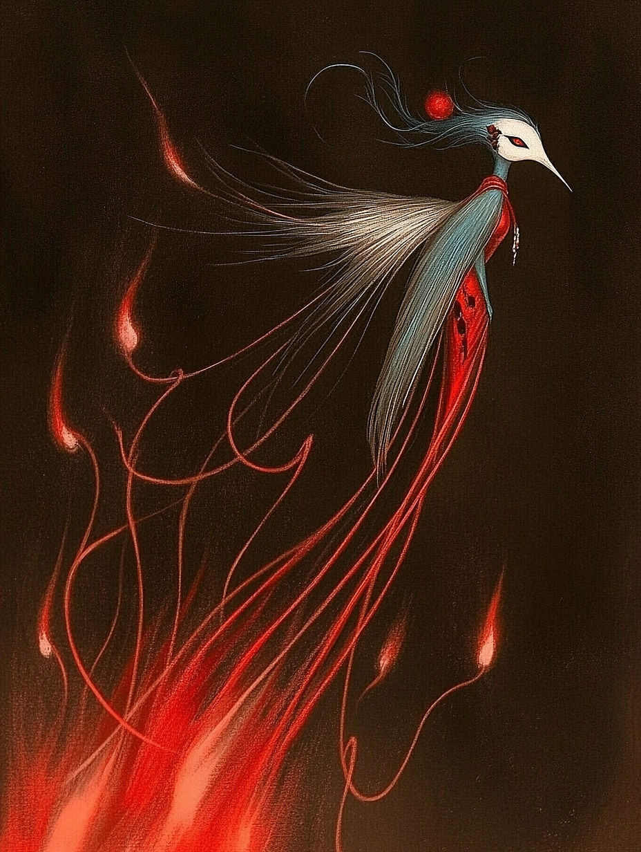 毕方的传说：神话中的神秘生物🌌✨（图ZMzc4NDczNDA4） - AI作品 - 站酷设计师快乐章章原创素材 - 站酷ZCOOL