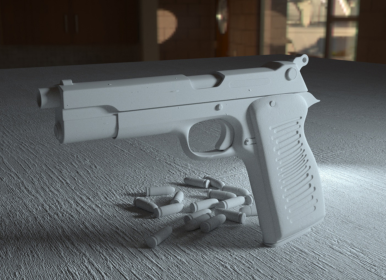 手枪建模 渲染 C4D