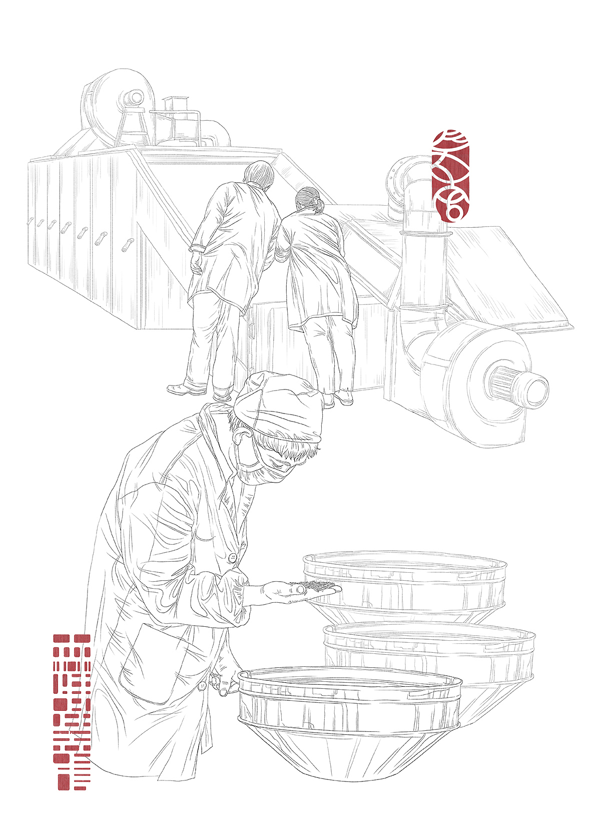 “昌宁号茶铺”茶叶生产工艺流程插画绘制（图ZOTQxODcxNzY=） - 商业插画 - 站酷设计师森特笑虎原创素材 - 站酷ZCOOL