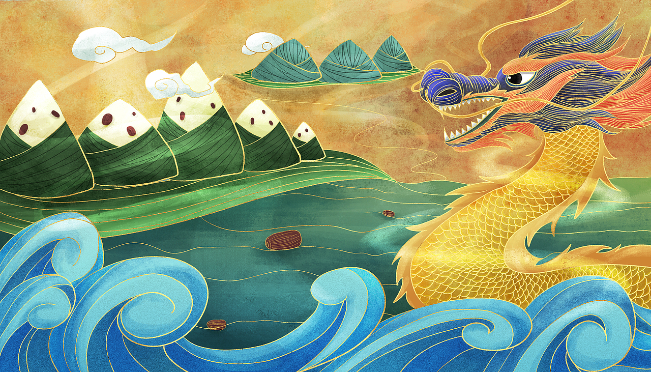 端午节国潮风—粽子飘香赛龙舟