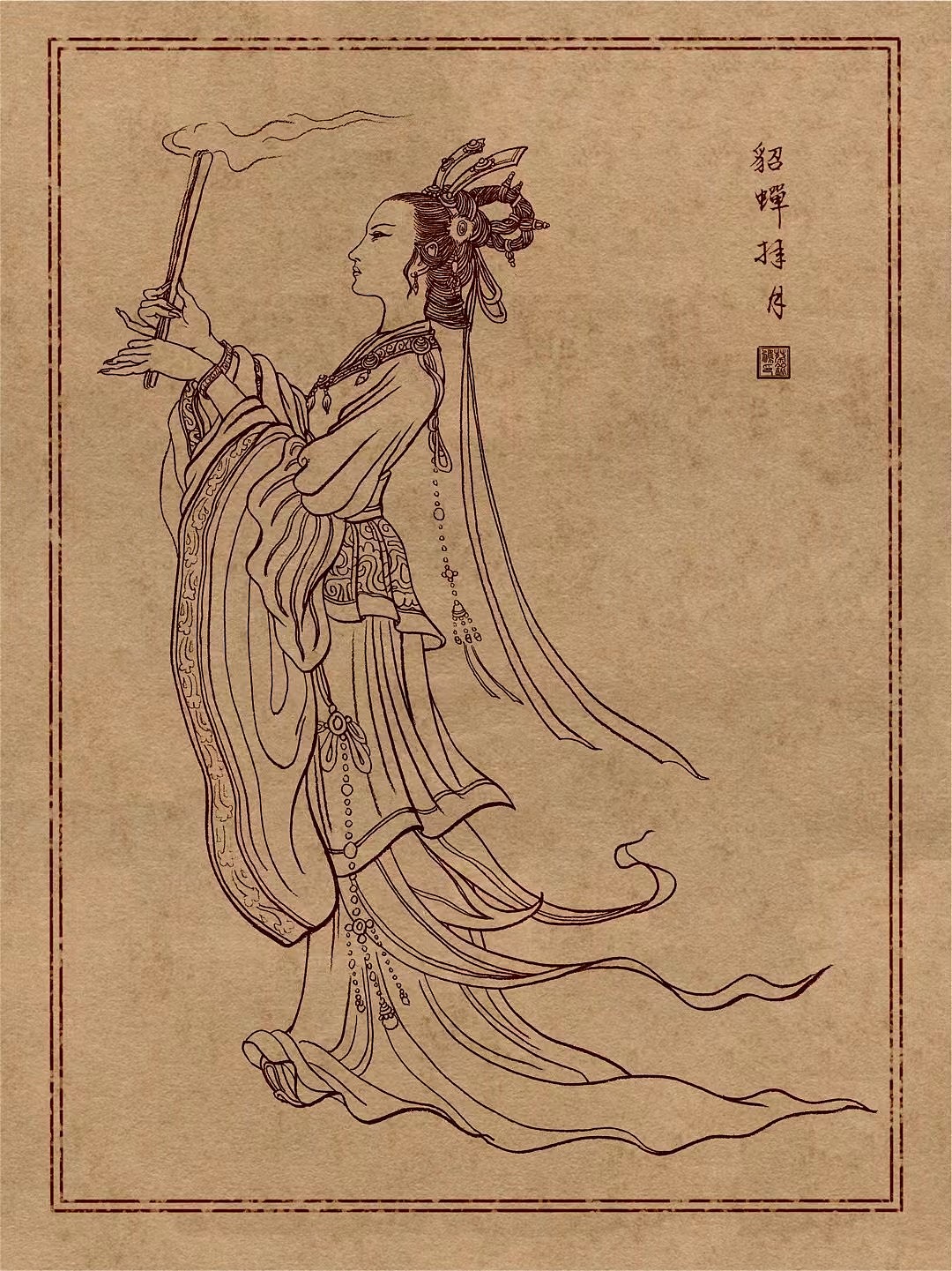 貂蝉拜月（图ZMzA4MjA0NDQ4） - 绘画 - 站酷设计师爆炒胡萝卜原创素材 - 站酷ZCOOL