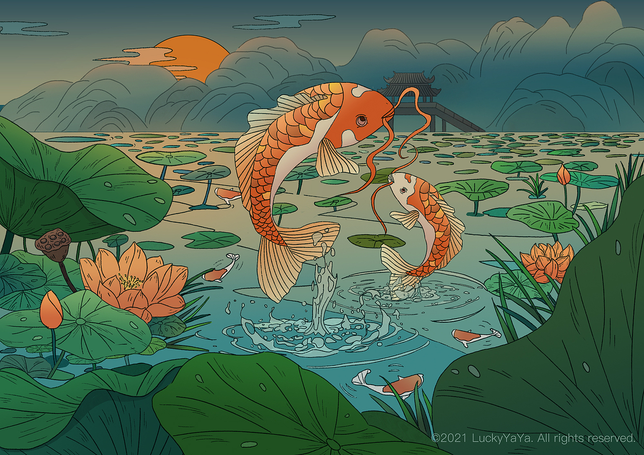 江南可采莲|插画|创作习作|luckyyaya_原创作品-站酷zcool