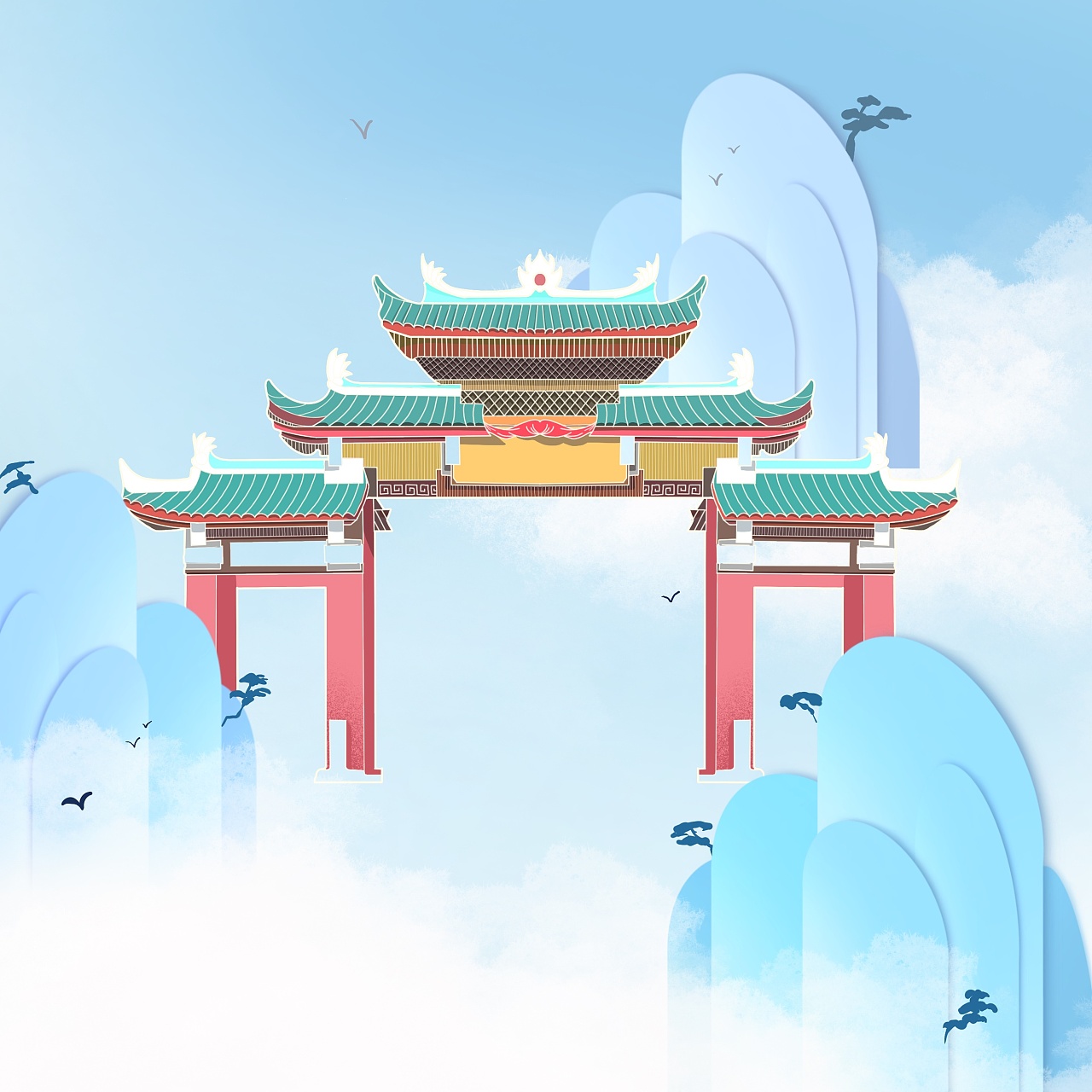 广西瑶族门廊|插画|商业插画|顾金子 - 原创作品 - 站酷 (zcool)