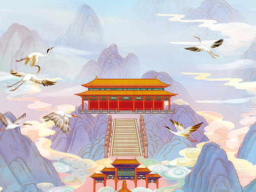 山水画卷-陕西楼观台导览图