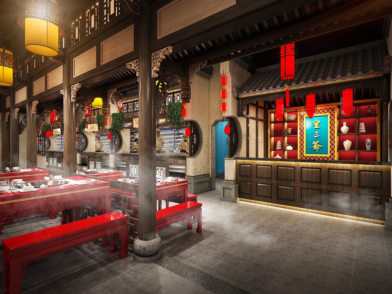 皇三爷火锅 | 餐饮品牌空间设计（图ZMjE5NTkyOTA0） - 家装设计 - 站酷设计师德艺餐饮设计原创素材 - 站酷ZCOOL