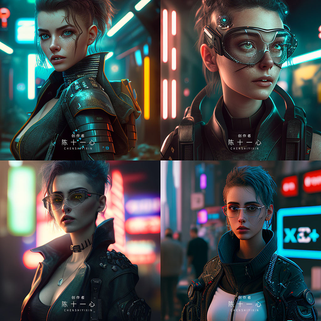 【Midjourney】赛博朋克女孩