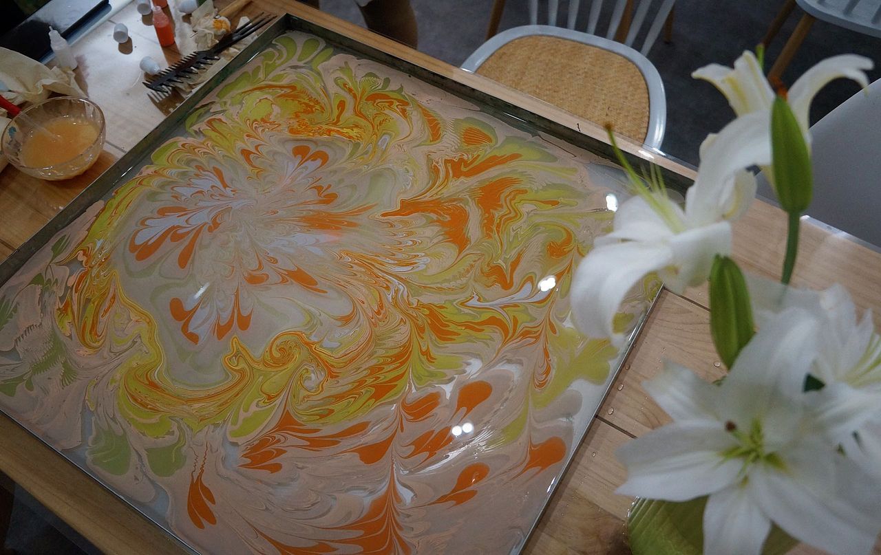 水拓丝巾|纯艺术|绘画|悦绘拾光_原创作品-站酷zcool