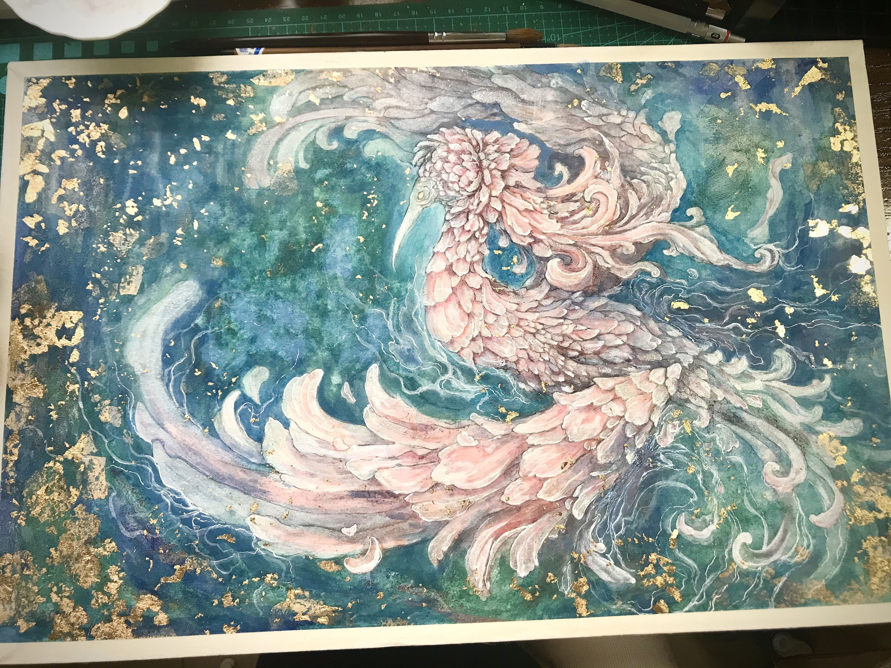 过年画的,花鸟……岩彩_千江有月-站酷zcool