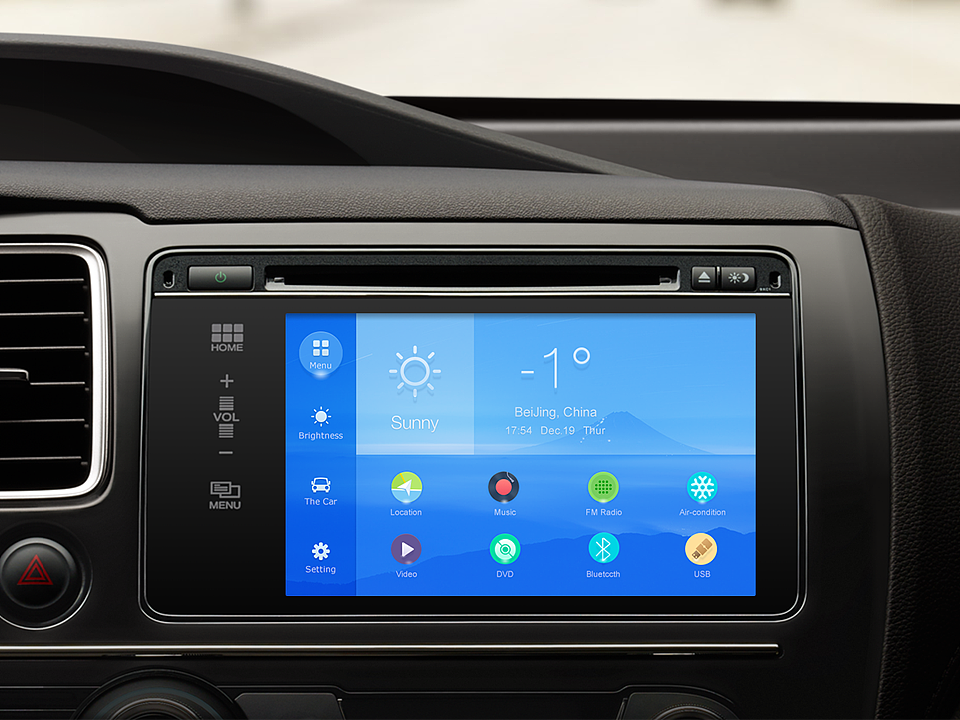 蓝色清新的车载界面,欢迎指教