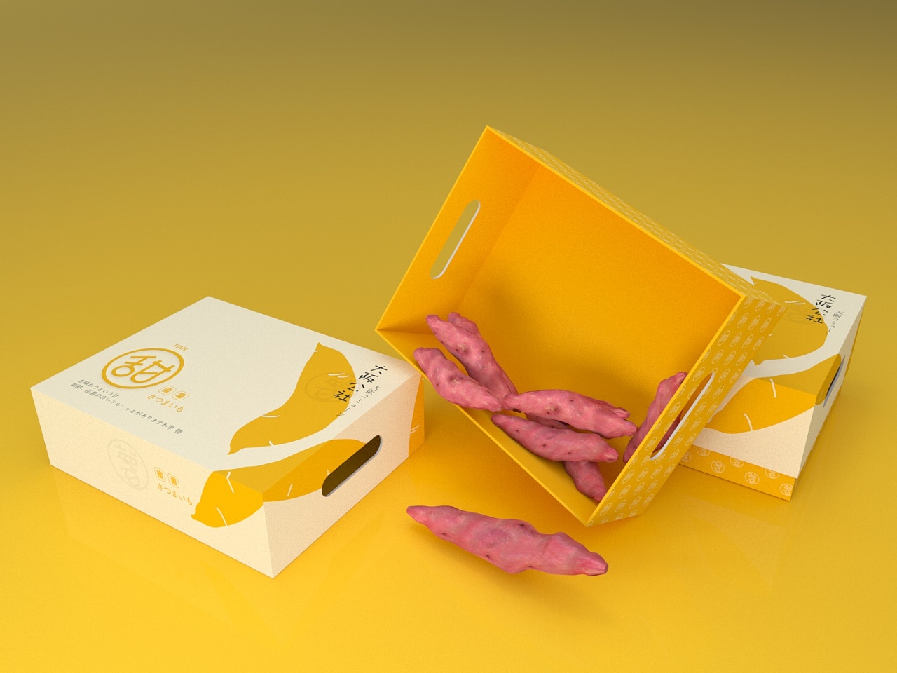 原创#日系风蜜薯番薯包装简约纸箱天地盖盒子食物干粮