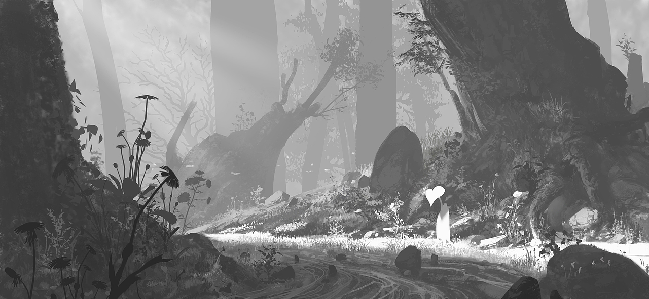 黑白场景练习之歪脖子树