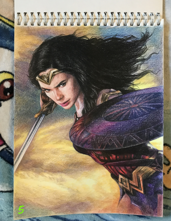 手绘 彩铅 神奇女侠