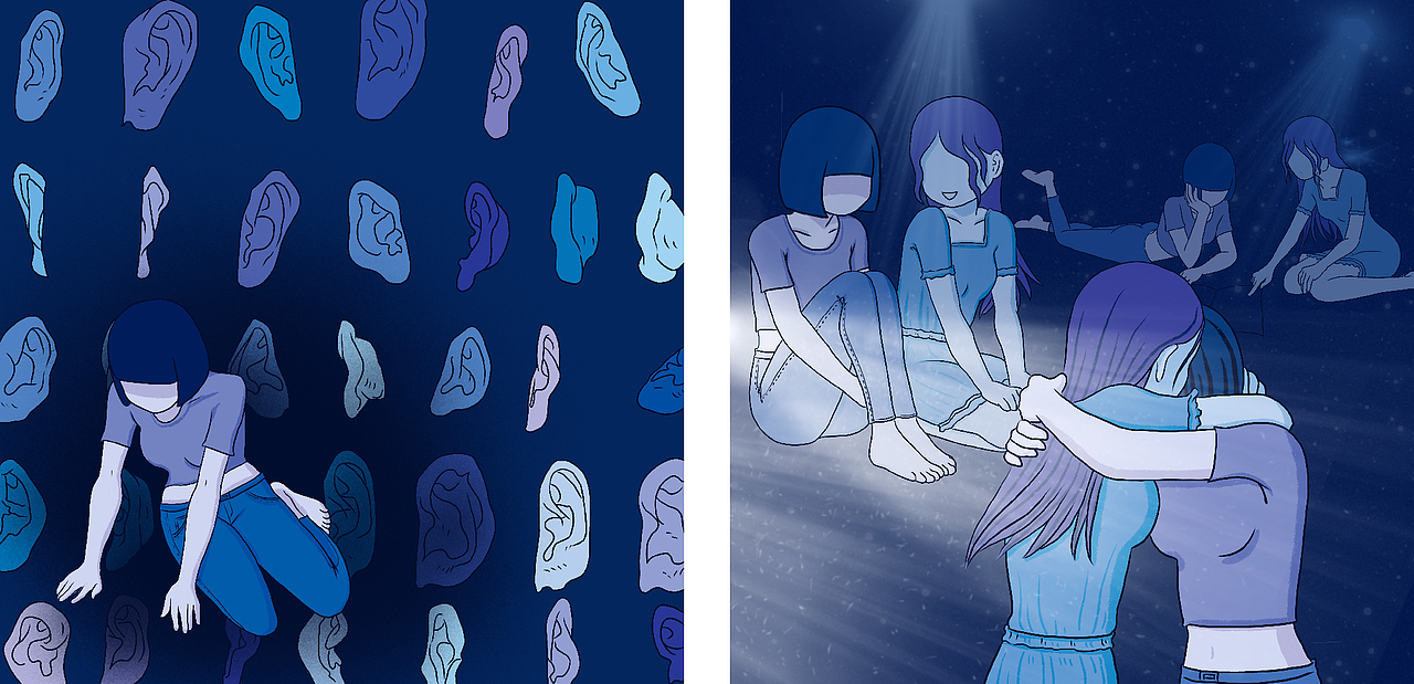 日子和我都很难过--抑郁症主题插画