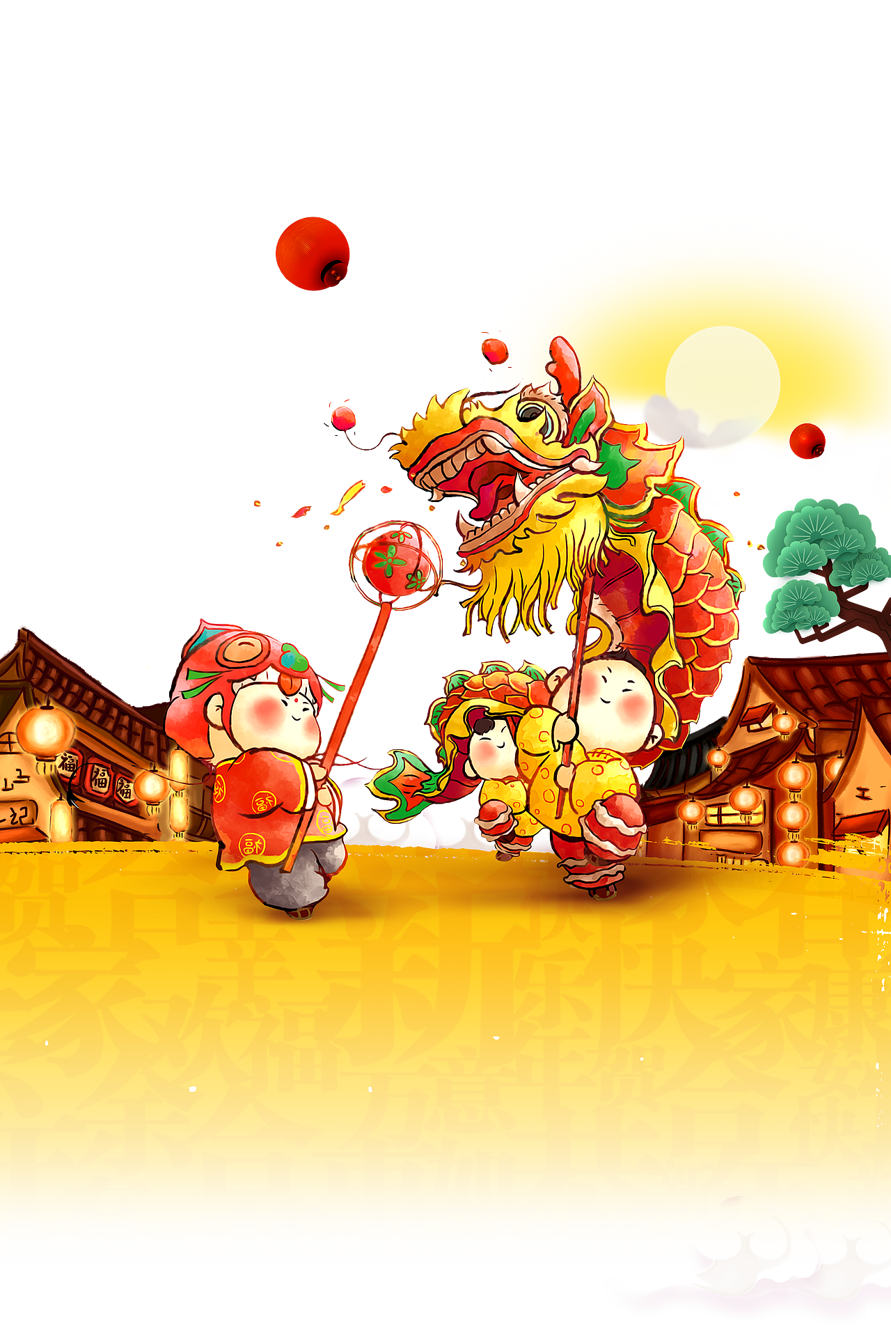春节舞龙背景