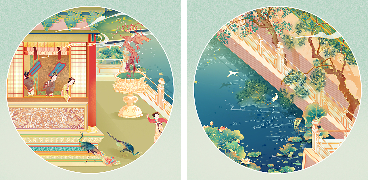 古画今绘《汉宫春晓图》-明（图ZMjk2ODc0ODU2） - 商业插画 - 站酷设计师是芯不是蕊呀原创素材 - 站酷ZCOOL