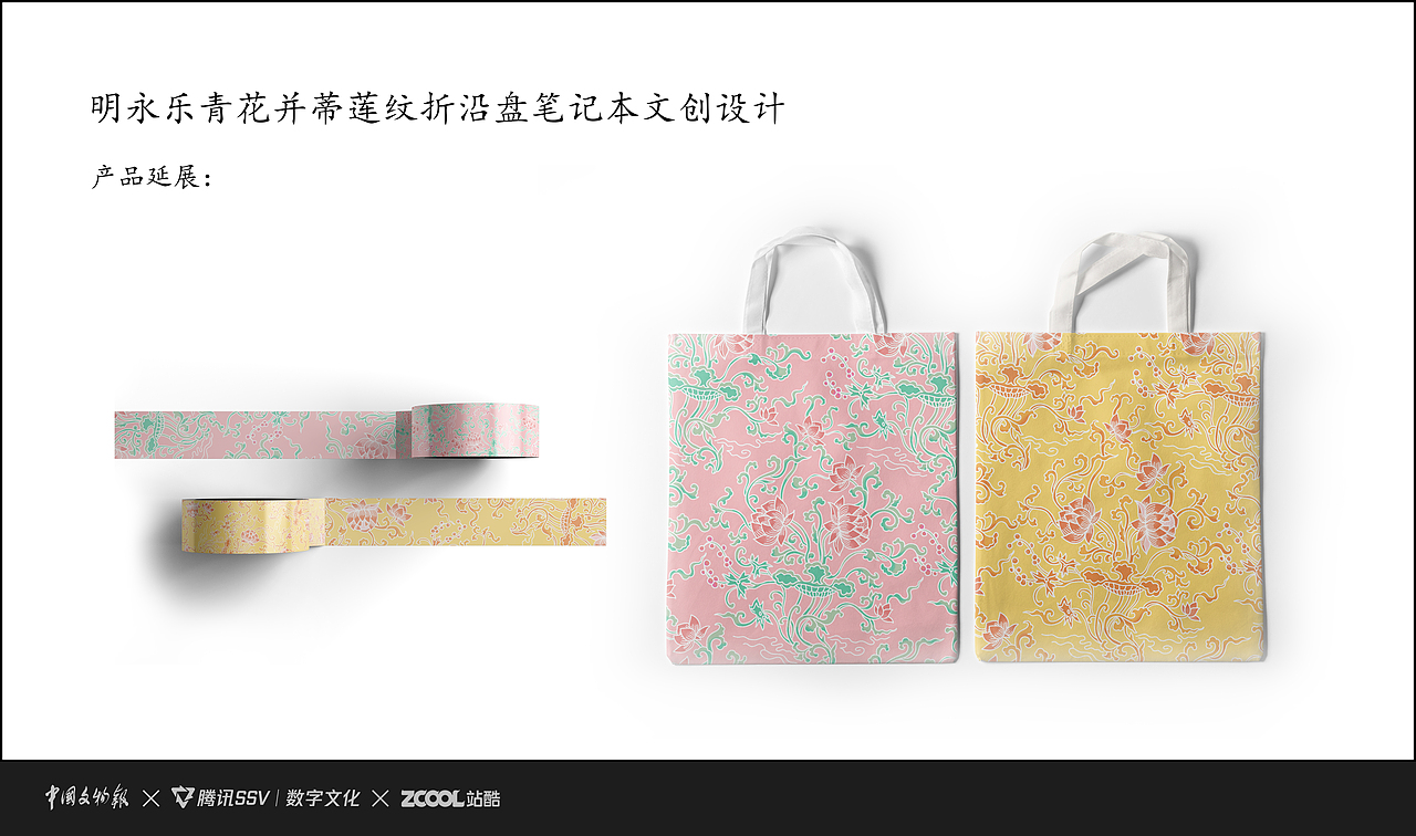 明永乐青花并蒂莲纹折沿盘文创设计