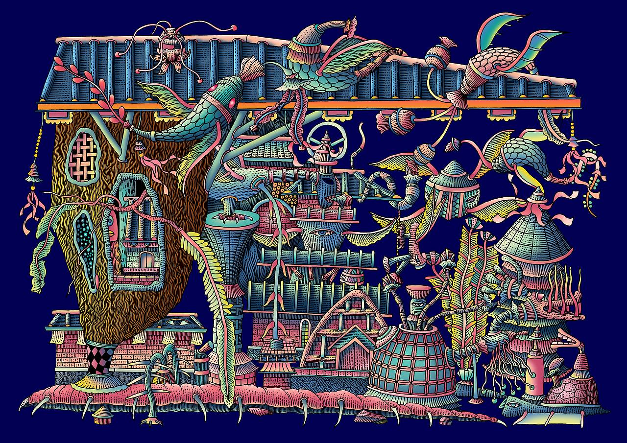 山海经系列寂静园三部曲(图ZMzEzNTIyNzMy) - 艺术插画 - 站酷设计师八月李插画原创素材 - 站酷ZCOOL