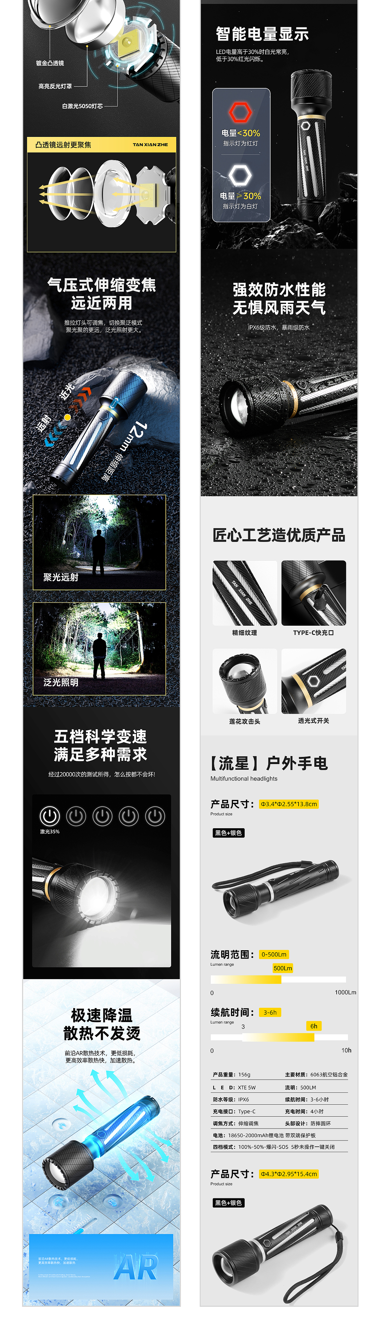 户外手电筒详情页X1