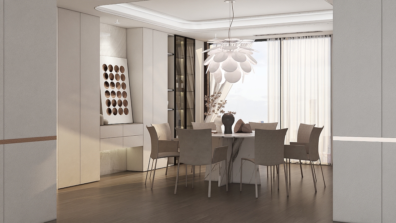 【室内设计】现代简约,200m²大平层餐厨空间