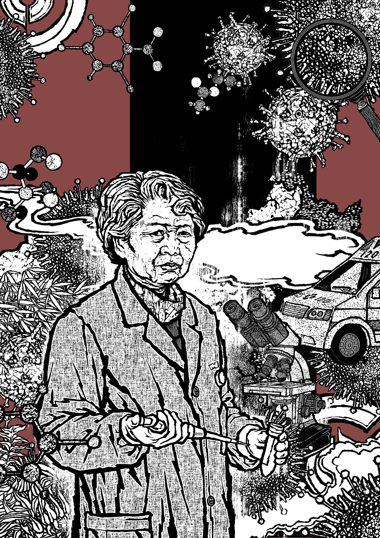 攻坚——为李兰娟院士造像（图ZMTk0ODUyMDI4） - 艺术插画 - 站酷设计师纪保超原创素材 - 站酷ZCOOL