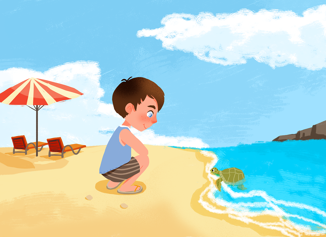 沙滩假日 |插画|儿童插画|乔夏末 - 原创作品 - 站酷 (ZCOOL)