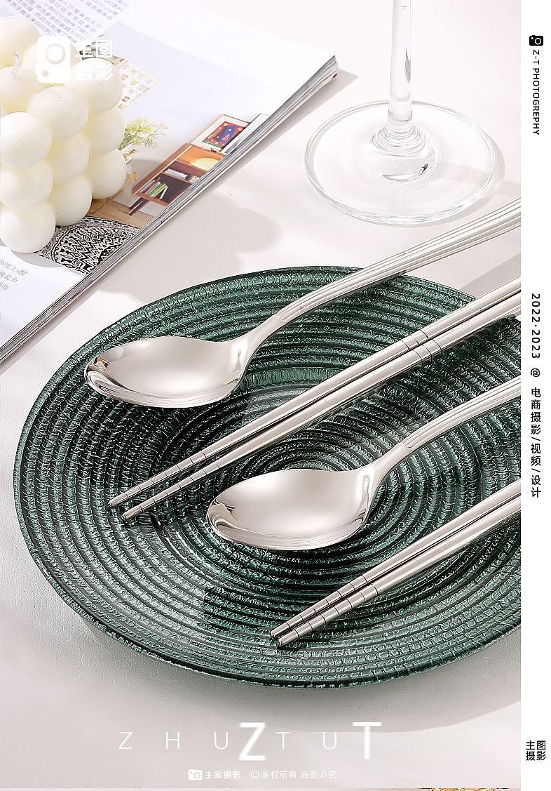 餐具摄影|不锈钢勺子筷子