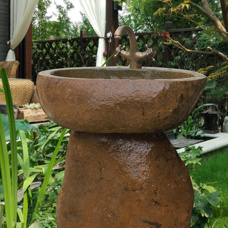 鹅卵石洗手盆拍摄详情制作