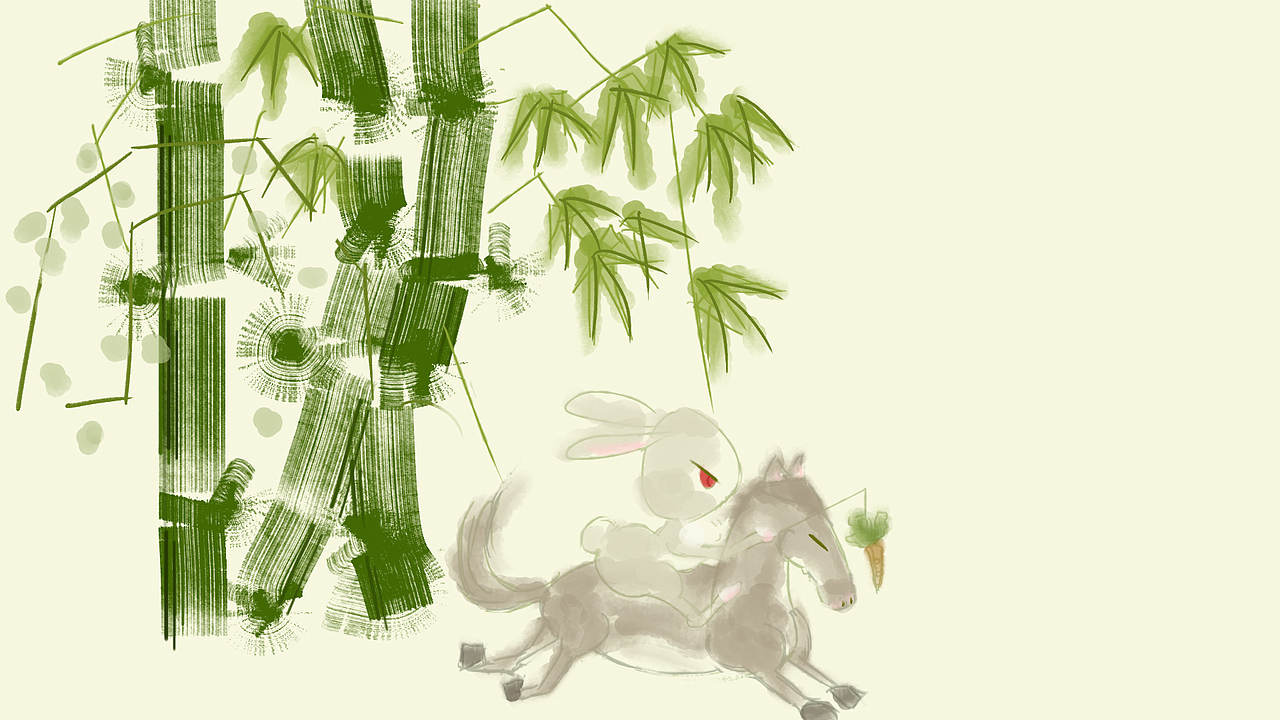 step4:兔子和马儿上色并丰富细节