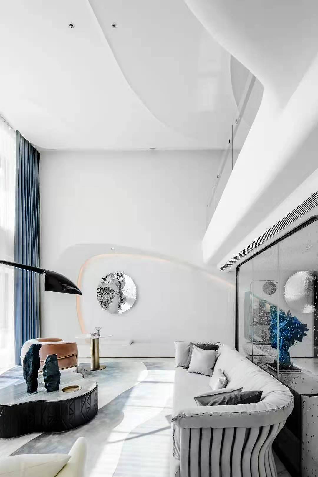 洁白 曲线,曲线的动沉静于白,动静结合|空间|家装设计|若安呀 - 原创