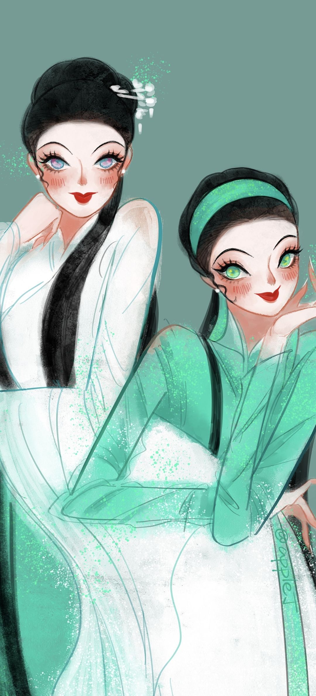 apple丁原创插画/青蛇白蛇