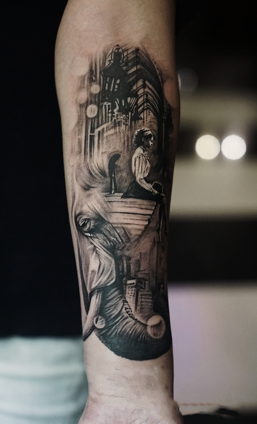 手臂内侧写实大象|纯艺术|其他艺创|天之猫刺青a - 原创作品 - 站酷