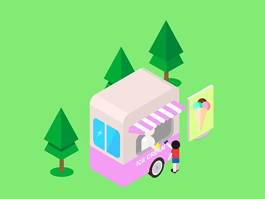 2.5冰淇淋售卖小汽车（个人主页-ZMjczMTIwMjA=） - 艺术插画 - 站酷设计师静人静事1原创素材 - 站酷ZCOOL