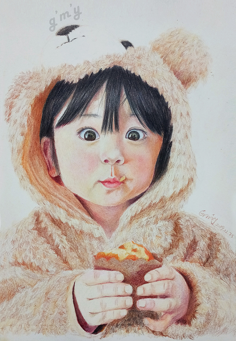 彩铅创作 一位可爱的小男孩叫Atayo