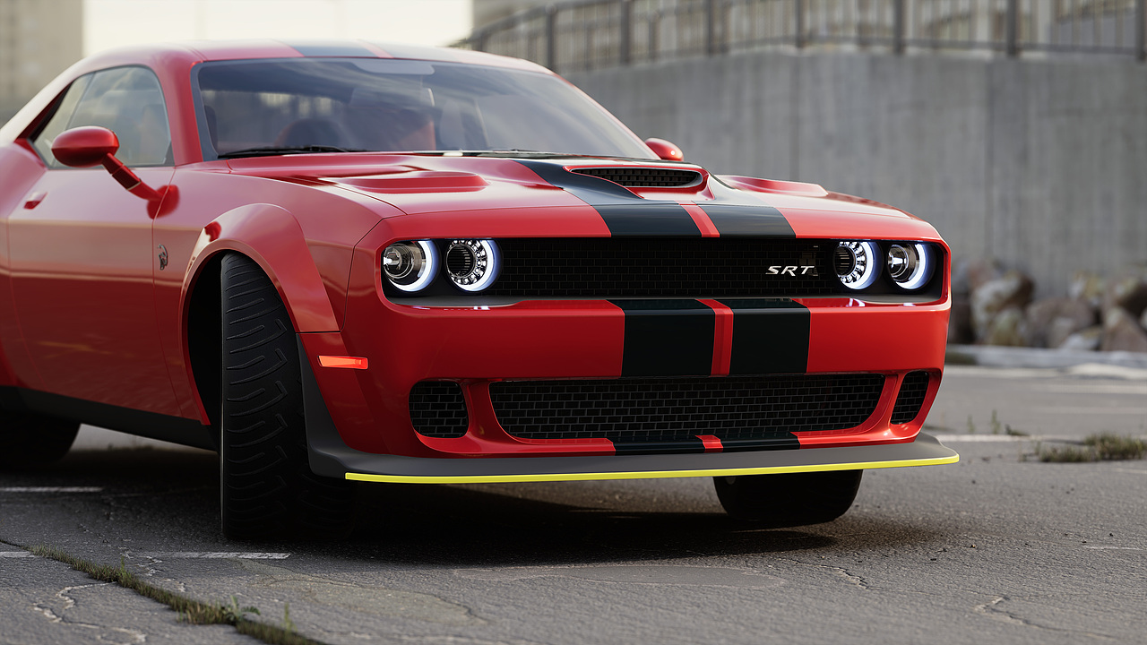 道奇挑战者——地狱猫渲染|三维|机械/交通|cg_zero_临摹作品-站酷zco