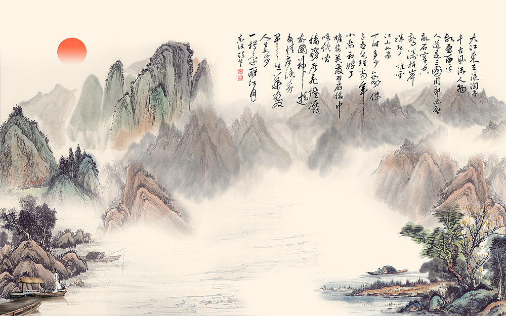 2022新山水（图ZMjc2NTU1MDY4） - 生活用品 - 站酷设计师新中式纱画图库原创素材 - 站酷ZCOOL