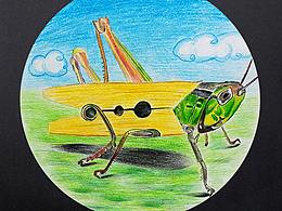 學(xué)生”創(chuàng)意螞蚱“作品一！