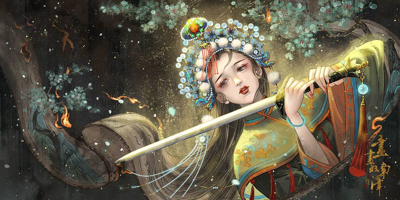 霸王别姬（图ZMzI4MDUzMjY4） - 商业插画 - 站酷设计师画画的南泽原创素材 - 站酷ZCOOL