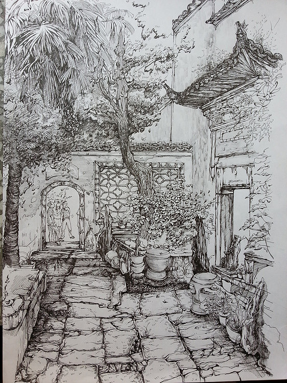 古镇风景速写 宏村写生（图ZMTQxOTQ3NDA=） - 绘画 - 站酷设计师小晗儿青青草原创素材 - 站酷ZCOOL