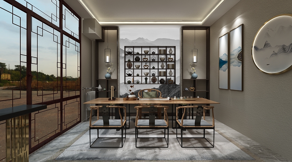 简约诗意中式风茶馆效果图设计（图ZMjM4MDExNjA4） - 其他三维 - 站酷设计师pepper1110原创素材 - 站酷ZCOOL